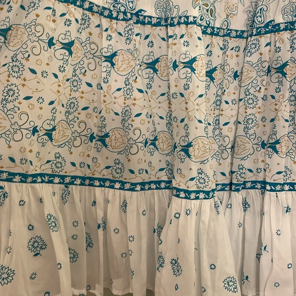 Chadwicks Floral Blue and White Maxi‎ Cotton Skirt, size L